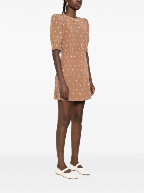 Alessandra Rich polka-dot pleated mini dress - Brown - zdjęcie produktu nr 2