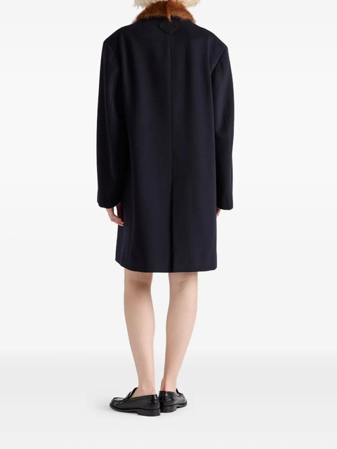 Prada shearling-collar flap-pockets coat - Blue - zdjęcie produktu nr 2