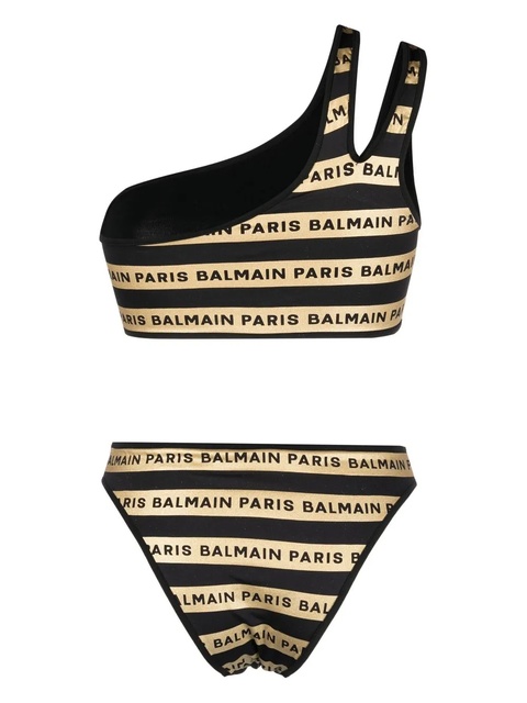 Balmain logo-print one-shoulder bikini - Black - zdjęcie produktu nr 2