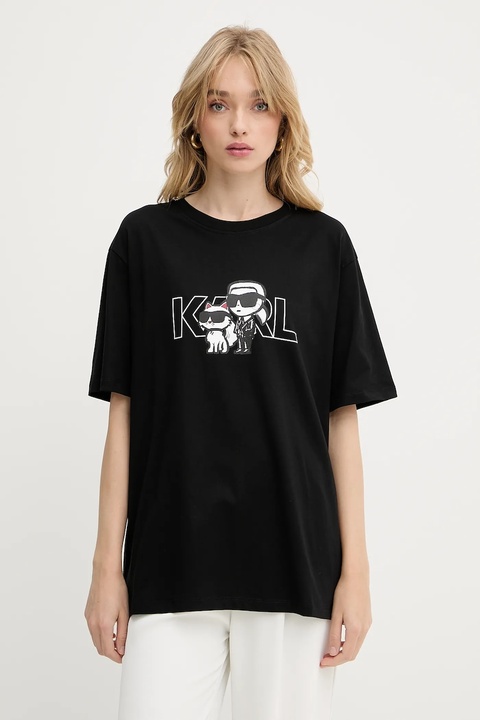 Karl Lagerfeld t-shirt bawełniany damski kolor czarny A3W17084 - zdjęcie produktu nr 1