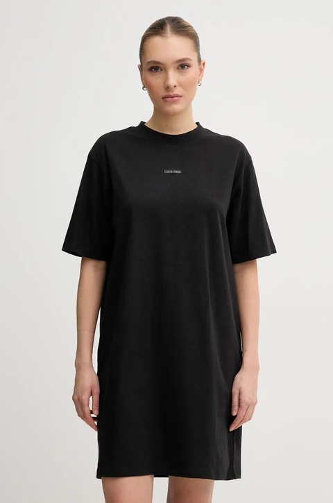 Calvin Klein Jeans sukienka bawełniana kolor czarny mini oversize J20J225289 - zdjęcie produktu nr 1