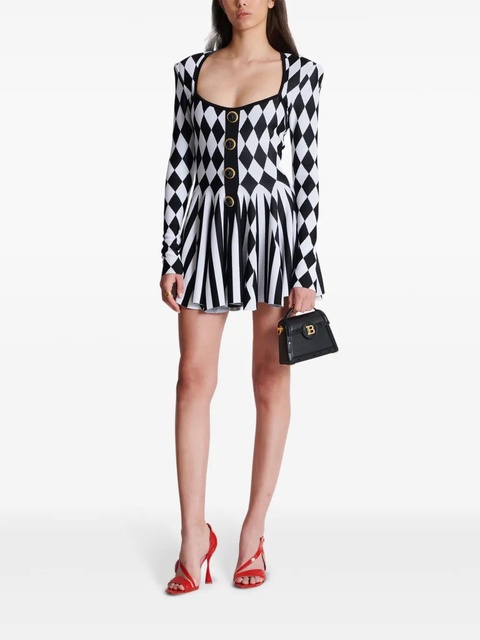 Balmain diamond-intarsia knitted mini dress - Black - zdjęcie produktu nr 2