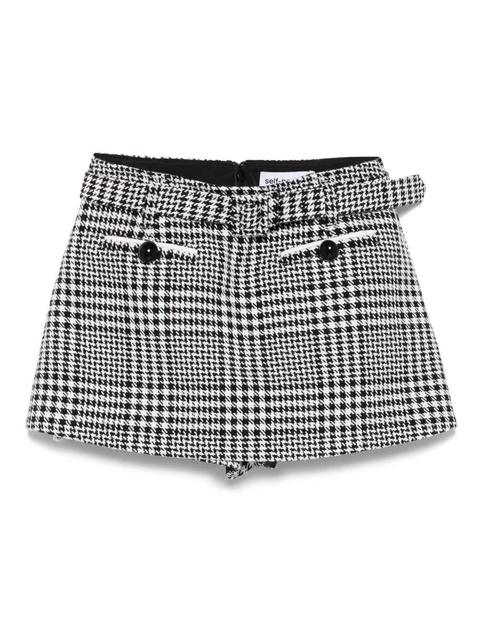 Self-Portrait houndstooth-print skort - Black - zdjęcie produktu nr 1