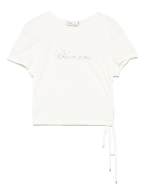 Blumarine rhinestone-logo T-shirt - White - zdjęcie produktu nr 1