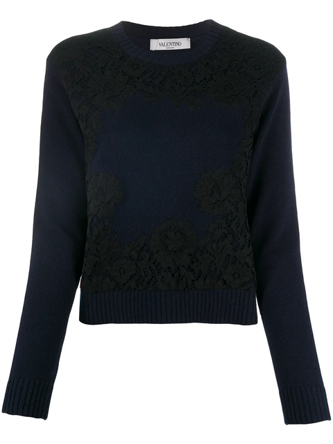 Valentino Garavani lace overlay jumper - Blue - zdjęcie produktu nr 1