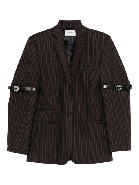 Coperni belted-sleeve pinstriped blazer - Brown - zdjęcie produktu nr 1