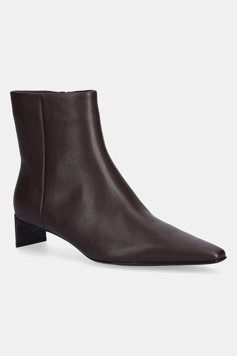 Calvin Klein botki skórzane SET BACK KITTEN HEEL ANKLE BOOT kolor czarny na słupku HW0HW02811 - zdjęcie produktu nr 1