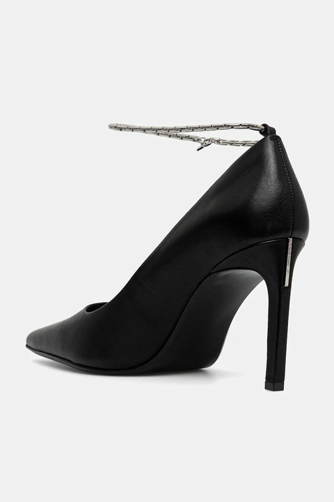 Calvin Klein szpilki skórzane ESS STILETTO HDW CHAIN LTH 90 kolor czarny HW0HW02718 - zdjęcie produktu nr 2