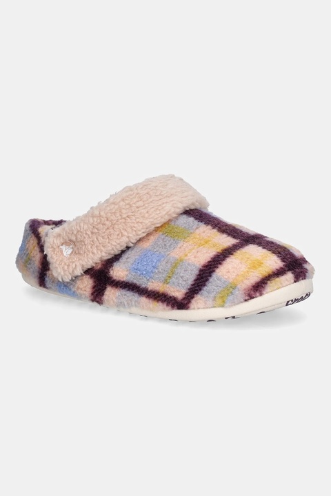 Crocs kapcie Classic Cozzzy Plaid Slipper kolor różowy 211911 - zdjęcie produktu nr 1