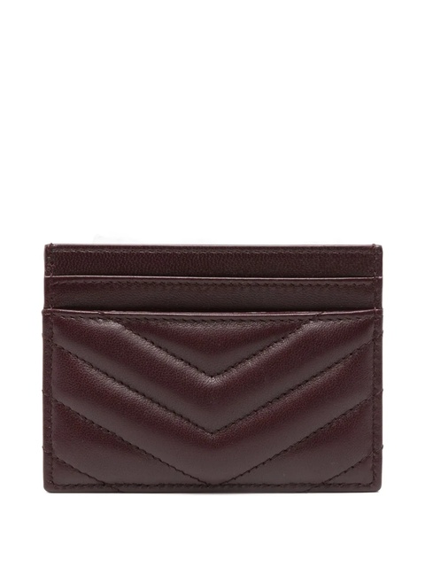 Saint Laurent quilted logo card holder - Red - zdjęcie produktu nr 1