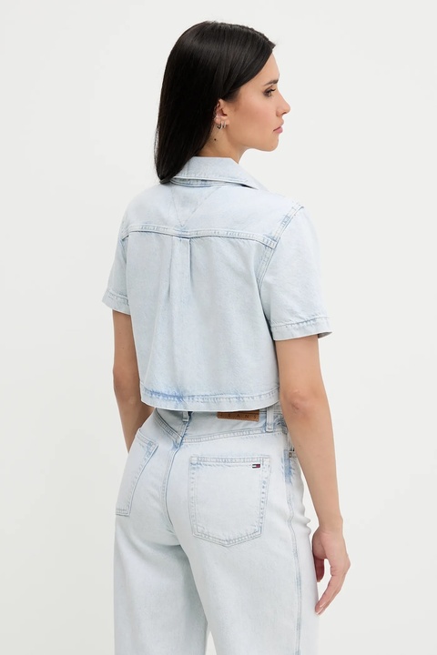 Tommy Jeans koszula z bawełną damska kolor niebieski regular z kołnierzykiem klasycznym DW0DW21072 - zdjęcie produktu nr 1
