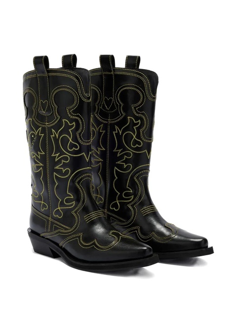 GANNI stitching pointed boots - Black - zdjęcie produktu nr 2