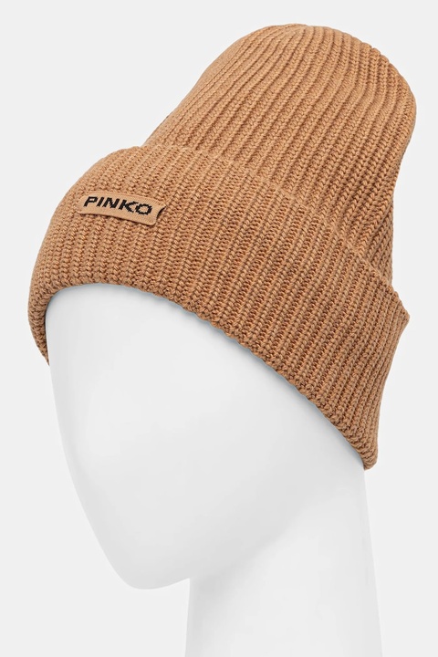 Pinko czapka z dodatkiem wełny kolor brązowy 105993 A2Z4 - zdjęcie produktu nr 2