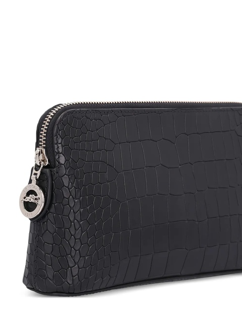 Longchamp crocodile-embossed zip clutch bag - Black - zdjęcie produktu nr 2
