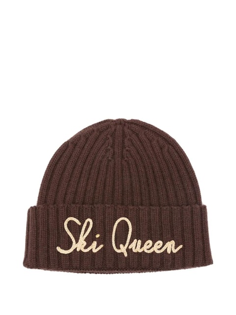 MC2 Saint Barth embroidered-lettering ribbed beanie hat - Brown - zdjęcie produktu nr 2