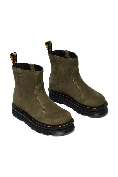 Dr. Martens botki nubukowe ZebZag Rigger damskie kolor zielony na platformie DM42022300 - zdjęcie produktu nr 2