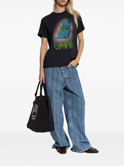 GANNI Neon Kitty T-Shirt - Grey - zdjęcie produktu nr 1