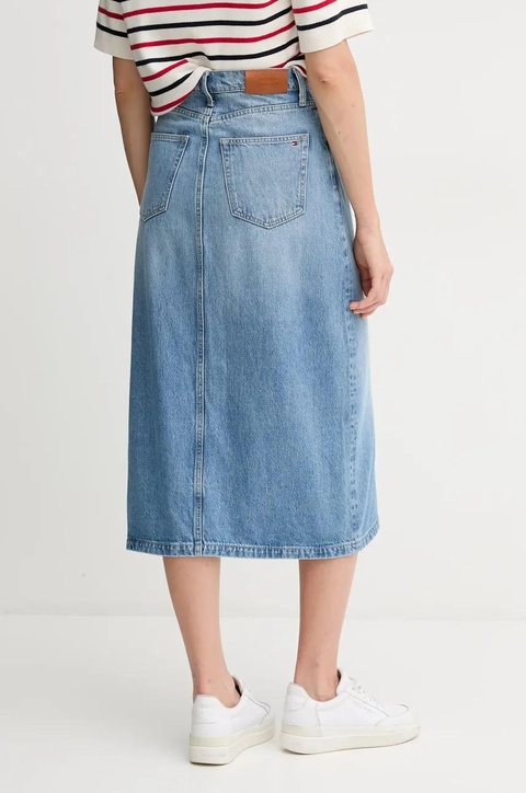 Tommy Hilfiger spódnica jeansowa kolor niebieski midi prosta WW0WW45501 - zdjęcie produktu nr 2