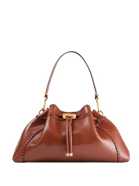 Jimmy Choo Cinch M snakeskin-effect leather shoulder bag - Brown - zdjęcie produktu nr 1