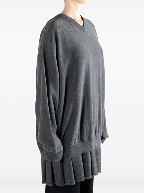 Balenciaga V-neck pleated dress - Grey - zdjęcie produktu nr 2