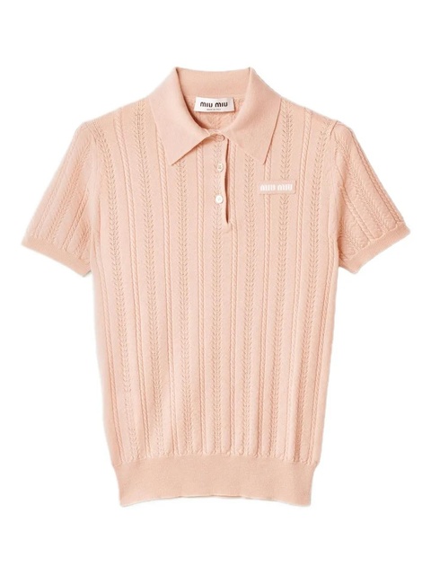 Miu Miu ribbed-knit polo shirt - Pink - zdjęcie produktu nr 1