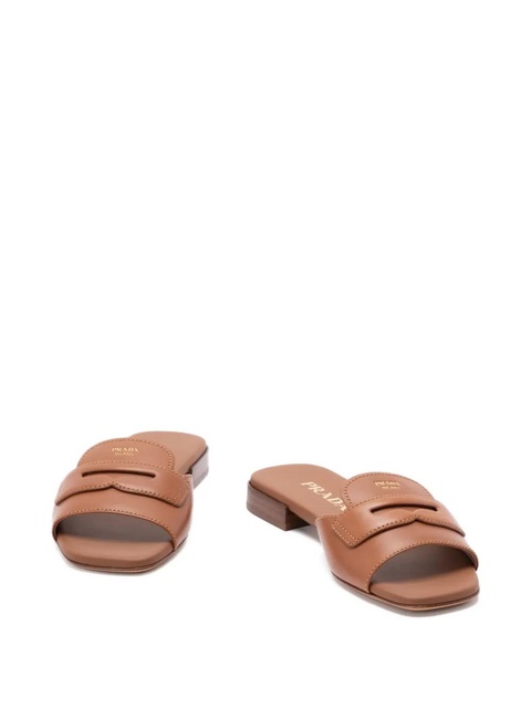Prada leather logo-detail sandals - Brown - zdjęcie produktu nr 2