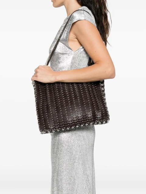 Rabanne chain-link leather tote bag - Brown - zdjęcie produktu nr 2
