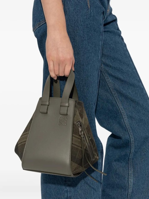 LOEWE Hammock printed-tartan tote bag - Green - zdjęcie produktu nr 2