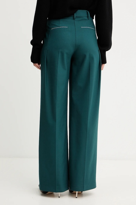 Patrizia Pepe spodnie z dodatkiem wełny damskie kolor zielony szerokie high waist 2P1707 A475 - zdjęcie produktu nr 2