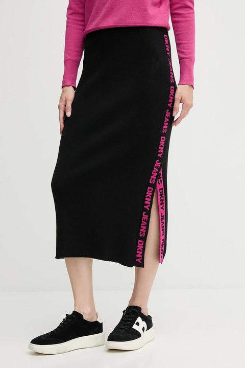 Dkny spódnica kolor czarny midi ołówkowa - zdjęcie produktu nr 1