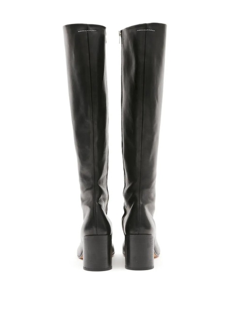 MM6 Maison Margiela knee-high leather boots - Black - zdjęcie produktu nr 1