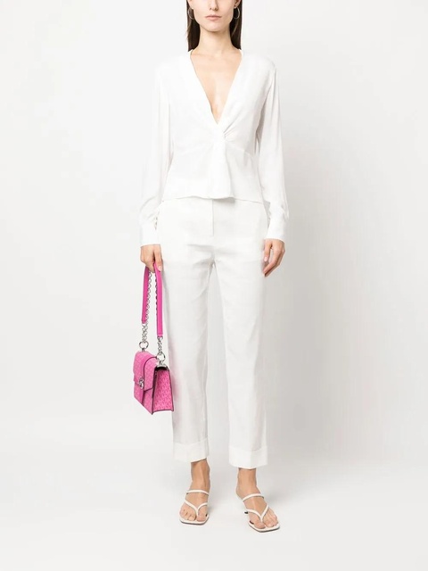 PINKO twisted V-neck blouse - White - zdjęcie produktu nr 1