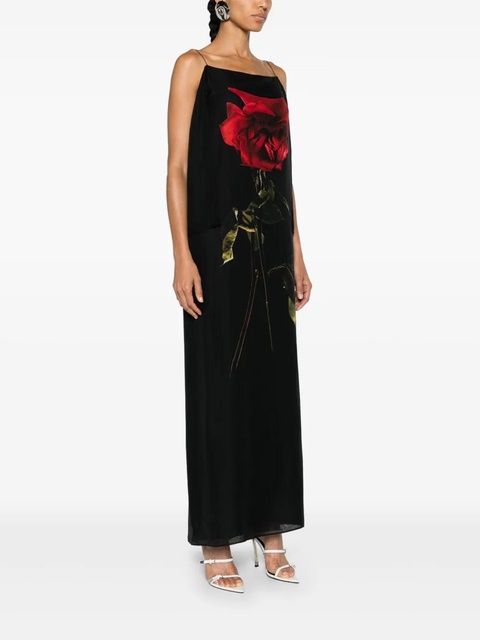 Alexander McQueen Shadow Rose-print silk dress - Black - zdjęcie produktu nr 1