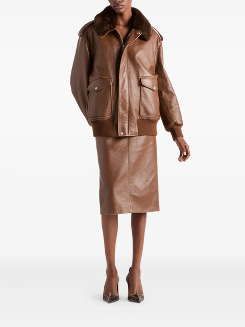 Prada leather pencil skirt - Brown - zdjęcie produktu nr 2