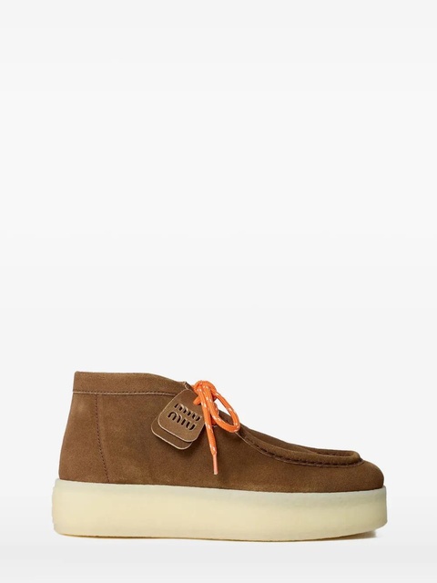 Miu Miu square toe platform ankle boots - Brown - zdjęcie produktu nr 1