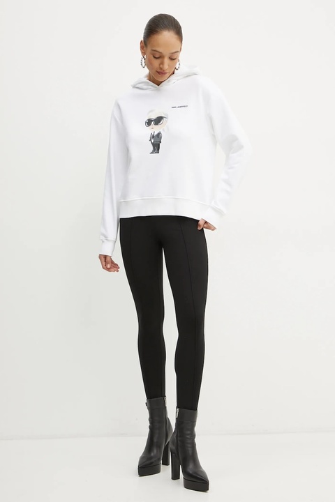 Karl Lagerfeld bluza damska kolor biały z kapturem z nadrukiem A1W20083 - zdjęcie produktu nr 2