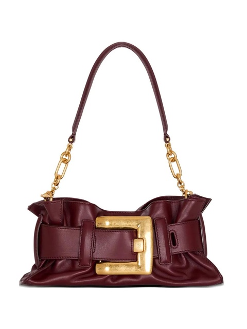 Balmain mini Anthem buckle-embellished calfskin-leather clutch bag - Red - zdjęcie produktu nr 1