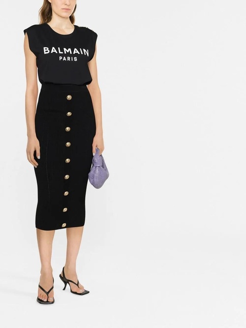 Balmain button-detail logo-print tank top - Black - zdjęcie produktu nr 1