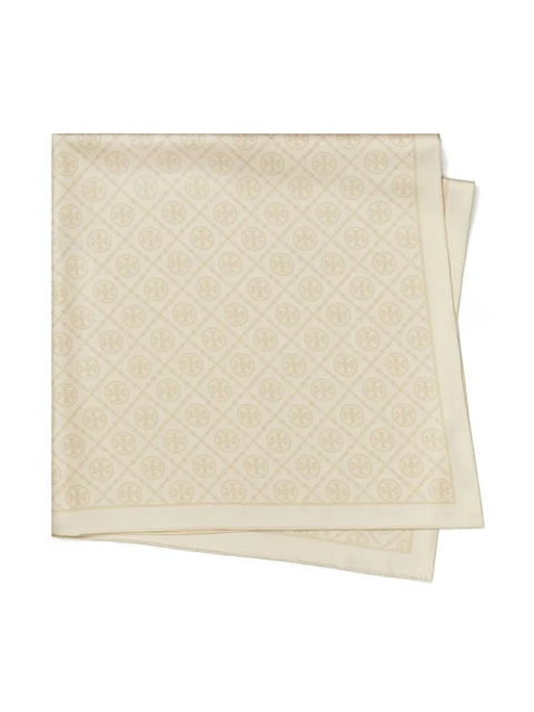 Tory Burch T Monogram silk square scarf - Neutrals - zdjęcie produktu nr 2