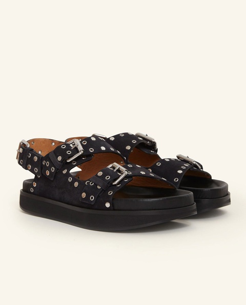 ISABEL MARANT - Zamszowe sandały z nitami Ophie Faded Black - zdjęcie produktu nr 2