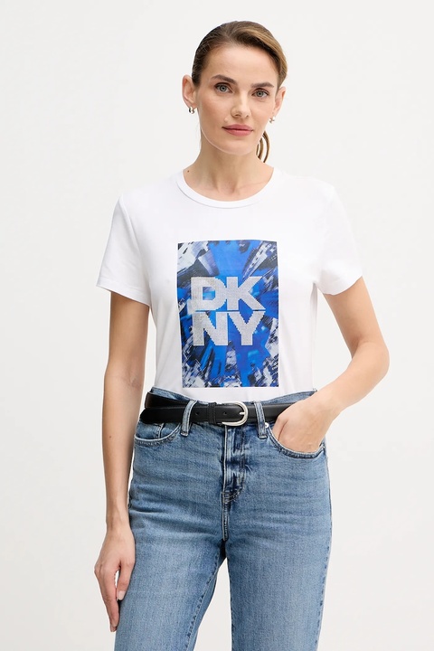 Dkny t-shirt KNIT TOPS damski kolor biały P5GHZWNA - zdjęcie produktu nr 1