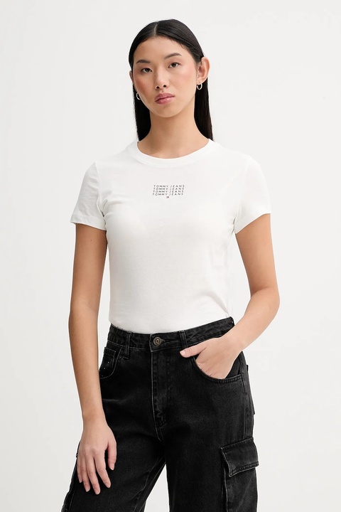 Tommy Jeans t-shirt bawełniany damski kolor beżowy DW0DW21841 - zdjęcie produktu nr 1