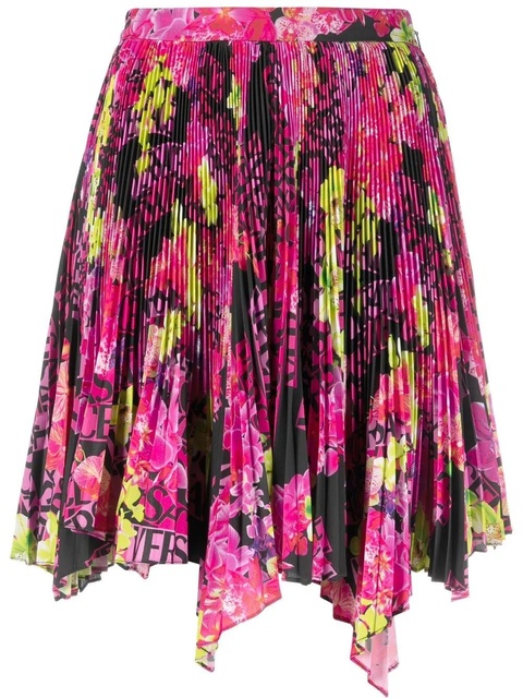 Versace logo-print pleated asymmetric skirt - Pink - zdjęcie produktu nr 1