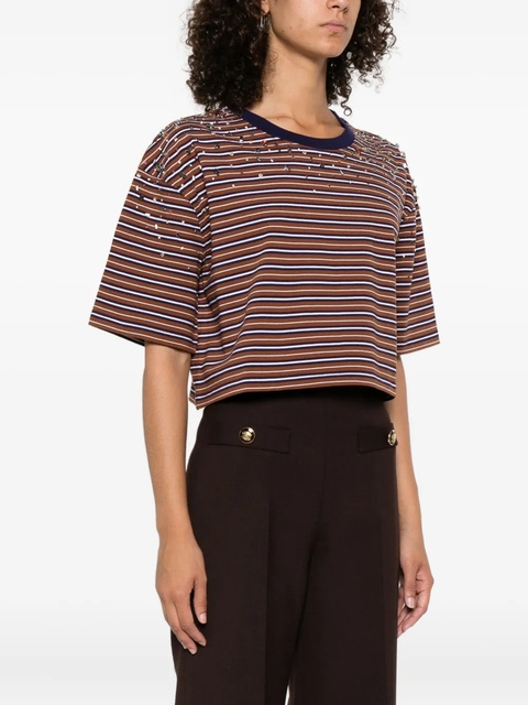 SANDRO striped T-shirt - Brown - zdjęcie produktu nr 2