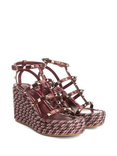 Valentino Garavani 95mm studded wedge sandals - Brown - zdjęcie produktu nr 1