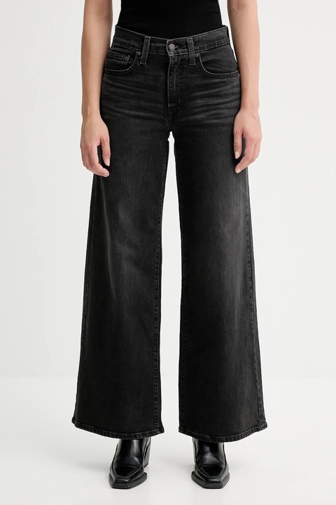 Levi's jeansy 728 HR WIDE LEG damskie kolor czarny 0039B - zdjęcie produktu nr 1