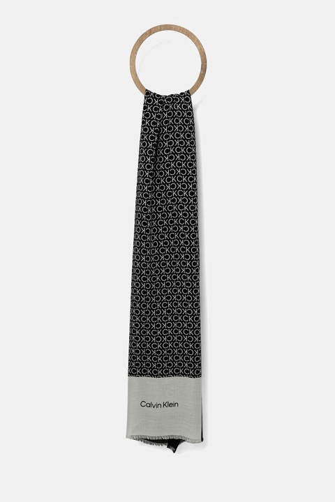 Calvin Klein szalik damski kolor czarny wzorzysty LV04F8053G - zdjęcie produktu nr 1