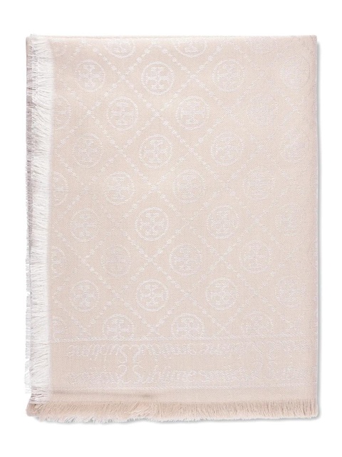 Tory Burch logo-pattern fringed-edges scarf - Pink - zdjęcie produktu nr 2