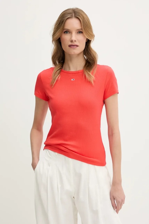 Tommy Jeans t-shirt damski kolor pomarańczowy DW0DW17383 - zdjęcie produktu nr 2