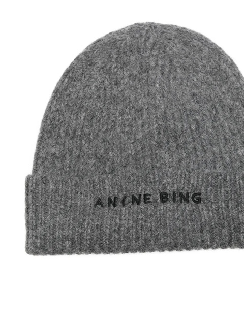 ANINE BING ribbed-knit beanie - Grey - zdjęcie produktu nr 2